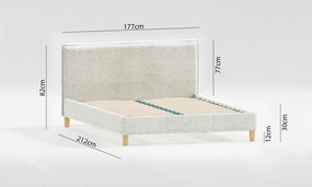 Beżowe tapicerowane łóżko dwuosobowe ze stelażem 160x200 cm Tina – Ropez