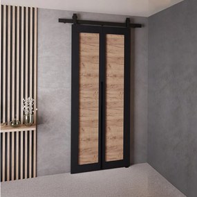 Drzwi Przesuwne QUDIO M1 Czarny + Dąb Craft Złoty 70
