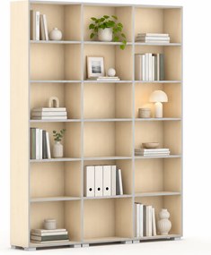 Biblioteka SILVER LINE, 3 kolumny, 2230 x 1800 x 400 mm, brzoza