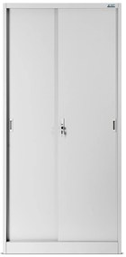 Biurowa szafa metalowa z drzwiami przesuwnymi KUBA, 900 x 1850 x 400 mm, szara