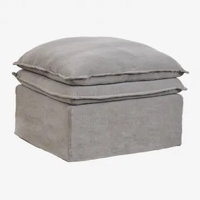Puf Grace Z Lnu I Bawełny Tkaniny Dark Grey - Sklum