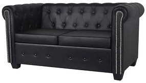 2-osobowa czarna sofa w stylu Chesterfield - Xavier 2Q