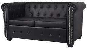 2-osobowa czarna sofa w stylu Chesterfield Berma