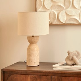 Lampa stołowa z trawertynową podstawą ERIN, Ø 28 x 47,5 cm