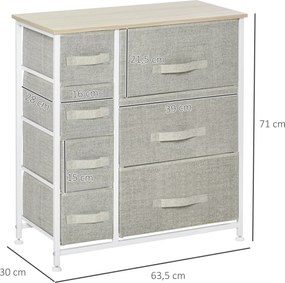 HOMCOM Komoda Sideboard 7 Szuflad Nowoczesny Design Jasnoszary Praktyczna i Stylowa 635x30x71cm | Aosom PL