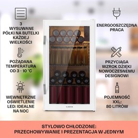 Klarstein Beersafe Reflect 85cm 80L Lodówka na Napoje Biały
