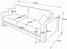 Szara welurowa sofa rozkładana z pojemnikiem N6-H25