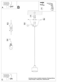 Czarna lampa wisząca ø 12 cm Alastro – Nice Lamps