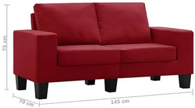 2-osobowa sofa z podłokietnikami, czerwone wino - Lurra 2Q