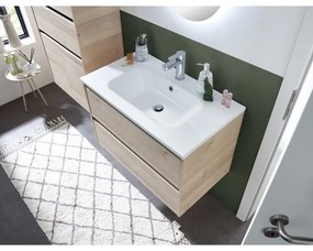 Biała umywalka bez baterii z kompozytu mineralnego 2x46 cm Quickset 393 – Pelipal