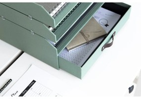 Zielony kartonowy organizer z szufladką/na dokumenty Walter Canvas Paper Laminate – Bigso