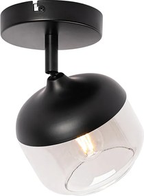 Designerski reflektor czarny ze złotem i dymionym szkłem - Kyan