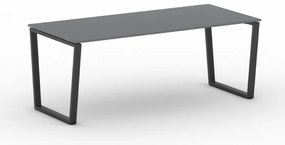 Biurko PRIMO IMPRESS, 200x90 cm, czarna podstawa, grafit