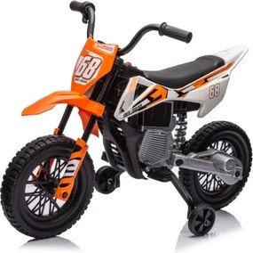 AIYAPLAY Elektryczny motocykl dla dzieci z manualną kontrolą gazu, kołami treningowymi, muzyką, Pomarańczowy