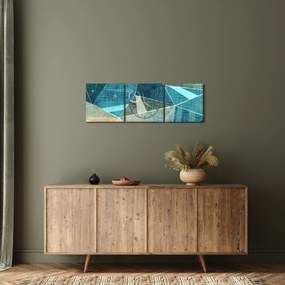 Obraz - Turkusowa abstrakcja (z zegarem) (90x30 cm)