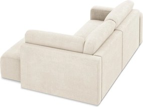 Kremowy rozkładany/ze schowkiem narożnik z tkaniny szenilowej (prawostronny/w kształcie litery L) Kona – Makamii