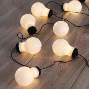 Czarna girlanda świetlna LED w kształcie żarówek DecoKing Bulb, 10 lampek, dł. 2,2 m