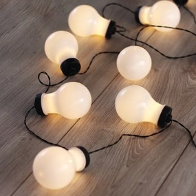 Czarna girlanda świetlna LED w kształcie żarówek DecoKing Bulb, 10 lampek, dł. 2,2 m