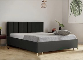 Łóżko tapicerowane MALIBU, wezgłowie, obicie MONOLITH, pojemnik na pościel, podnośnik gazowy, wysokość spania 39 cm, 120x200 cm, Ciemno Zielony