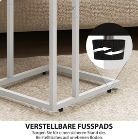 HOMCOM Składany stolik boczny, stacja ładująca z portami USB, metal, 39 x 29 x 57 cm, kolor drewna | Aosom PL