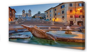 Obraz na płótnie Rzymska Fontanna o Zmierzchu