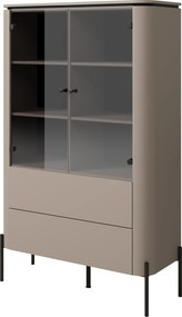Witryna BELVIO 160 x 98 cm Stojąca, Nowoczesna witryna do salonu, Odcienie beżu