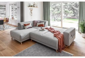 Jasnoszary rozkładany/ze schowkiem narożnik (lewostronny/w kształcie litery L) Classy Sophie – Miuform