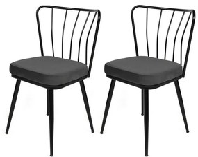 Zestaw krzeseł do jadalni Yildiz Anthracite  and Black, 2 szt., 2 szt.