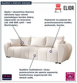 Kremowa sofa tapicerowana z pojemnikiem na pościel D0-L86