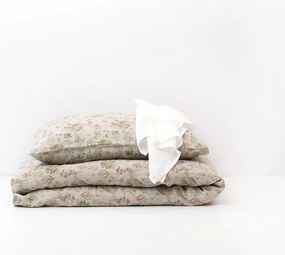 Dziecięce beżowa lniana pościel Linen Tales Botany, 140x200 cm