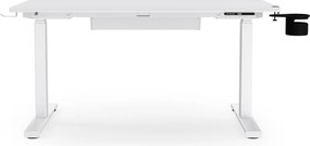 Biurko elektryczne z regulacją wysokości ergonomiczne białe,1200x600 mm: ARIA