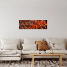 Obraz - Abstrakcyjna imitacja piór (z zegarem) (90x30 cm)