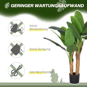 HOMCOM Sztuczna Roślina, sztuczne drzewa, zestaw 2 sztuk, naturalny wygląd, plastik, doniczka, Zielony