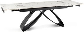 Stół Rozkładany Prostokątny LUIGI 160-240 cm Ceramiczny Biały Marmur/Czarny do Jadalni Nowoczesny