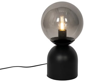 Lampa stołowa w stylu hotelowym czarna z przydymionym szkłem - Pallon TrendElegancki hotelowy Oswietlenie wewnetrzne