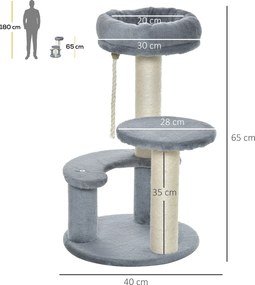 PawHut Drapak dla Kota Drzewko do Wspinaczki Legowisko Ostrzenie Pazurów Szary | Aosom PL