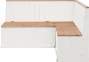 Biała regulowana ławka narożna z drewna sosnowego ze schowkiem Støraa Silas