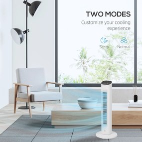 HOMCOM Wentylator kolumnowy 50W z pilotem cichy 3 prędkości timer i 85° oscylacja 30 x 30 x 78 cm biały | Aosom PL