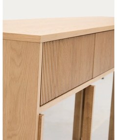 Witryna w dekorze dębu z drzwiami przesuwnymi w naturalnym kolorze 200x80x40 cm Helvine – Kave Home