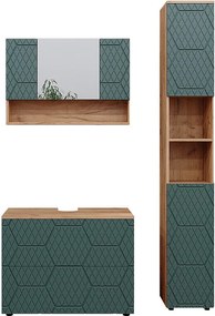 Zestaw mebli łazienkowych zielony/złoty dąb 80x41x58.6 irma