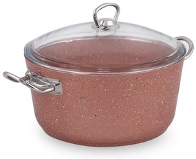 Różowy aluminiowy garnek z pokrywką Güral Porselen Classic, ø 24 cm