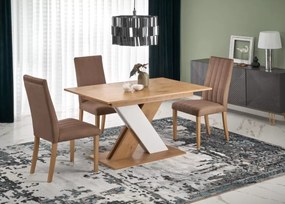 Stół Helios 130-175|76 cm – elegancki proskokątny rozkładany stół z płyty laminowanej w kolorze dębu