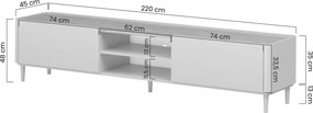 Szafka RTV Elivo 220 cm na nóżkach - kaszmir / dąb olejowany
