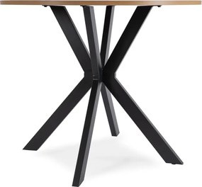 Zestaw Stół Okrągły LAUREN 90 cm Dąb Złoty/Czarny i 4 Krzesła ROBIN Czarne