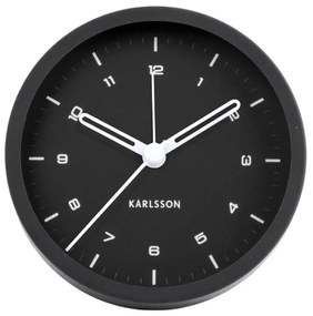 Czarny budzik Karlsson Tinge, ø 9 cm