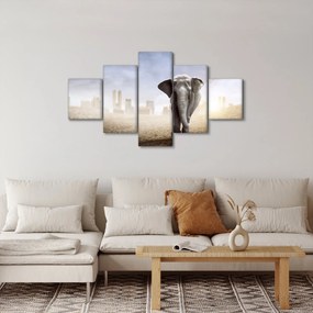 Obraz - Słonie w wielkim mieście (125x70 cm)