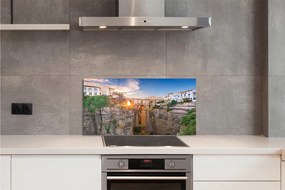 Panel Szklany Most nad Rzeką o Zachodzie Słońca