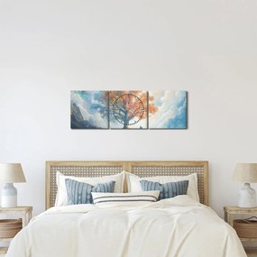 Obraz – Drzewo życia i miłości (z zegarem) (90x30 cm)