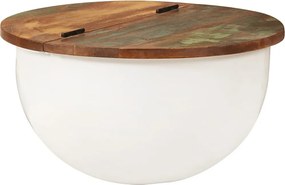 Biała kawowa z odzysku z masywnego drewna z ukrytą przegródką na przechowywanie, 50x27 cm