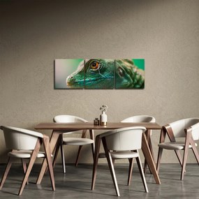 Szczegółowy obraz jaszczurki (z zegarem) (90x30 cm)